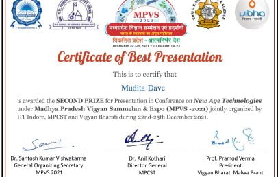 Second Position in MPVS 2021 Conference