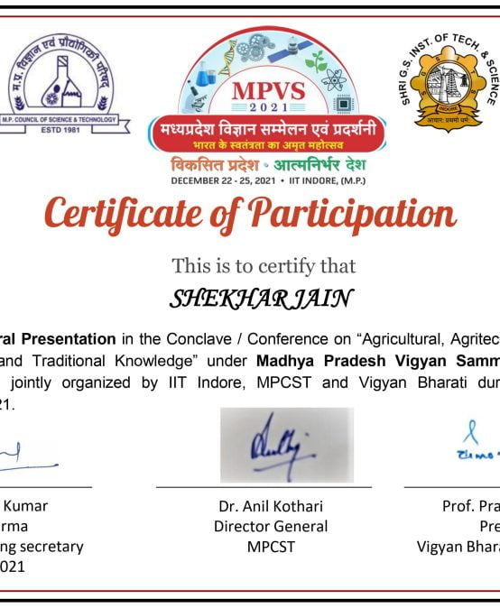 Participation in the conference under MPVS-2021 at IIT Indore