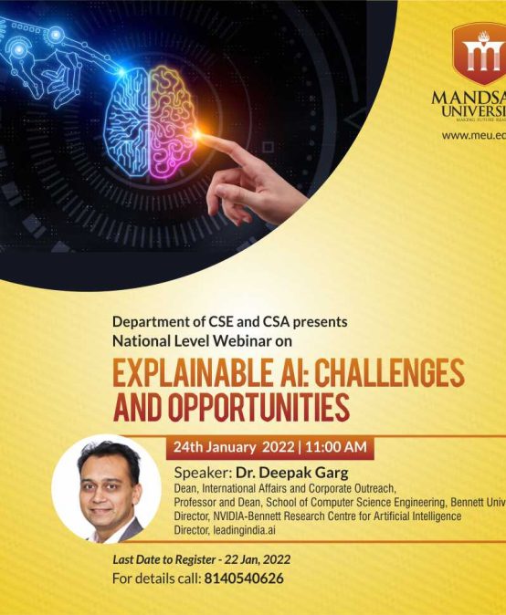 National Webinar on Explainable AI: Challenges and opportunities