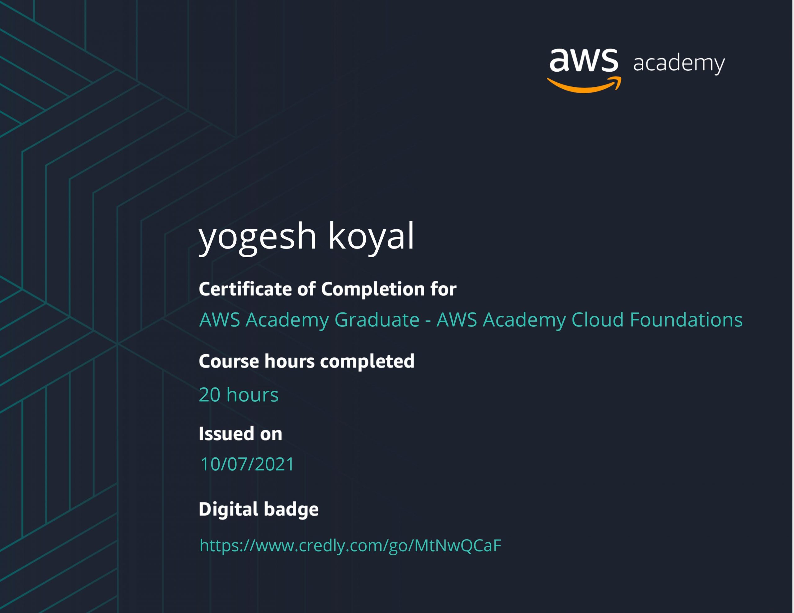 AWS Foundations Course completion by BCA Cloud V Semester Students