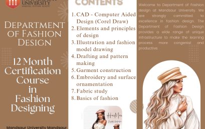 Department of Design 12 Month Certification Course in Fashion Design