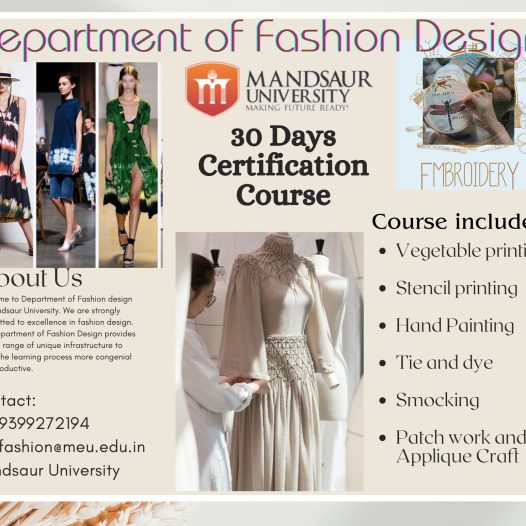 Department of Fashion Design 30 Days Certificate Course